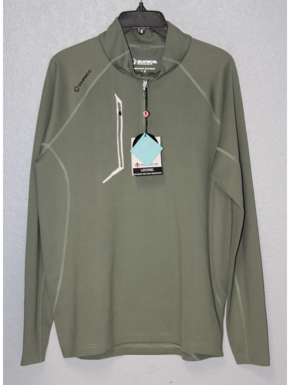 NEW Sunice Men Allendale 2.0 Element Shield Quarter Zip LARGE - Sea Spray NWT